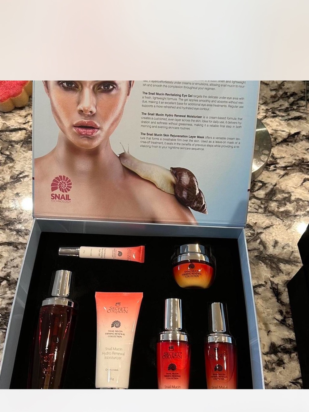 Predire Snail Mucin Skincare Set in Red and Orange luxury